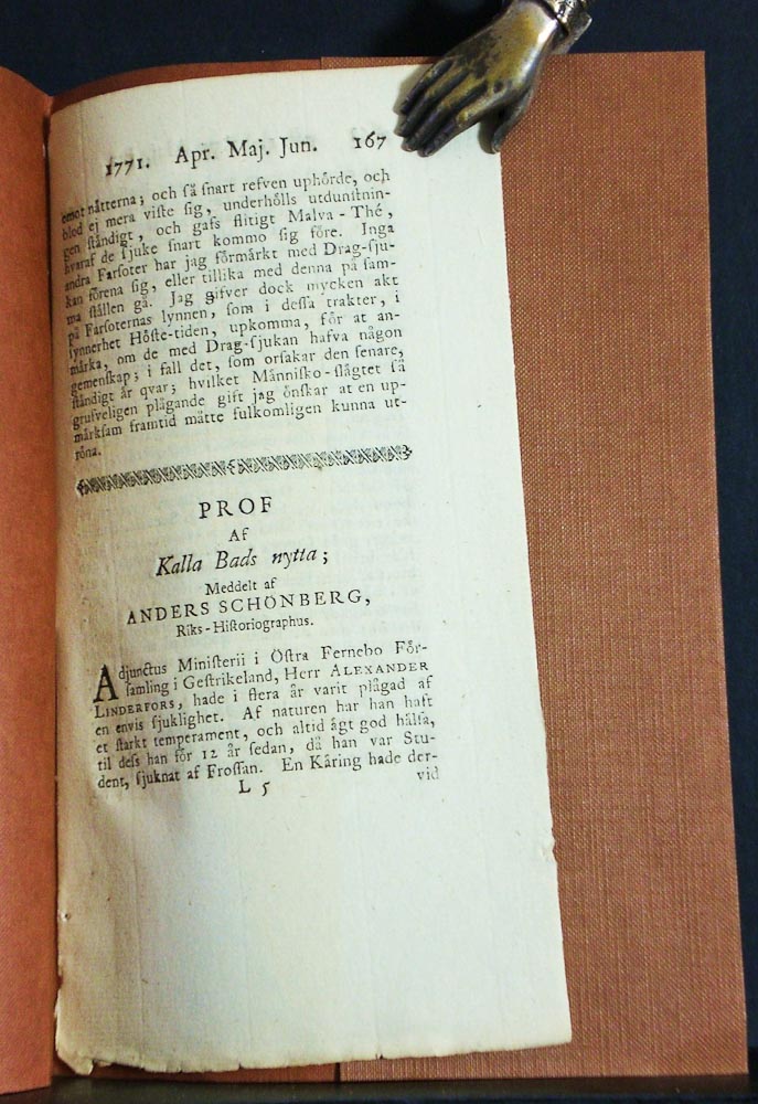 ANDERS SCHÖNBERG Prof af kalla bads nytta (1771)