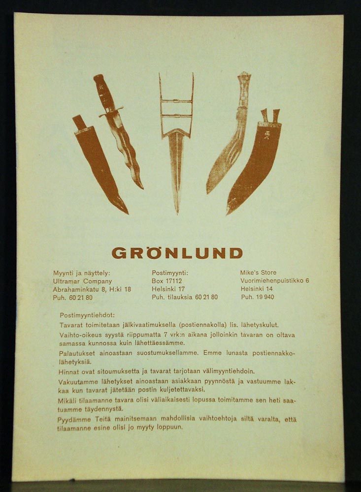 Grönlund. Postimyyntiluettelo