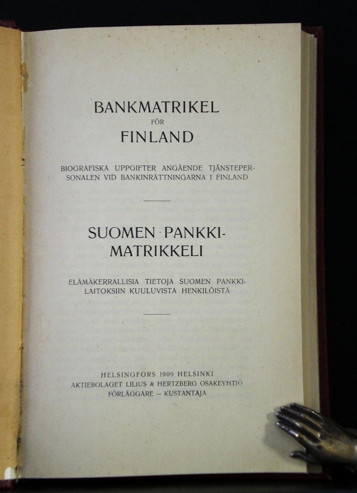 Bankmatrikel för Finland - Suomen Pankkimatrikkeli (1909)
