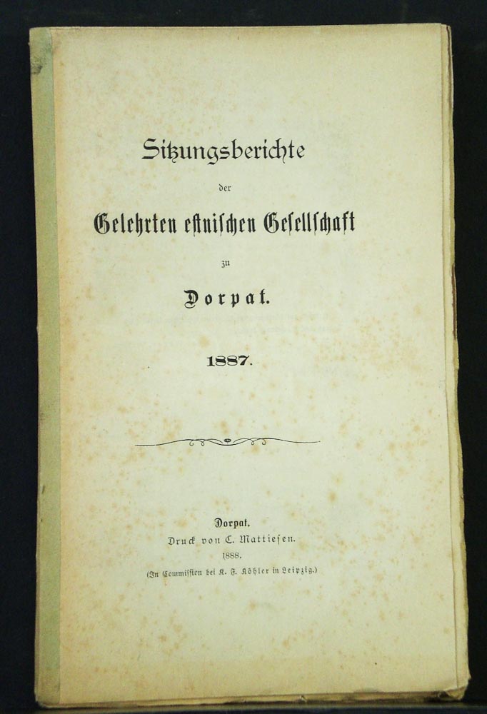 Sitzungsberichte der Gelehrten Estnichen Gesellschaft zu Dorpat 1887