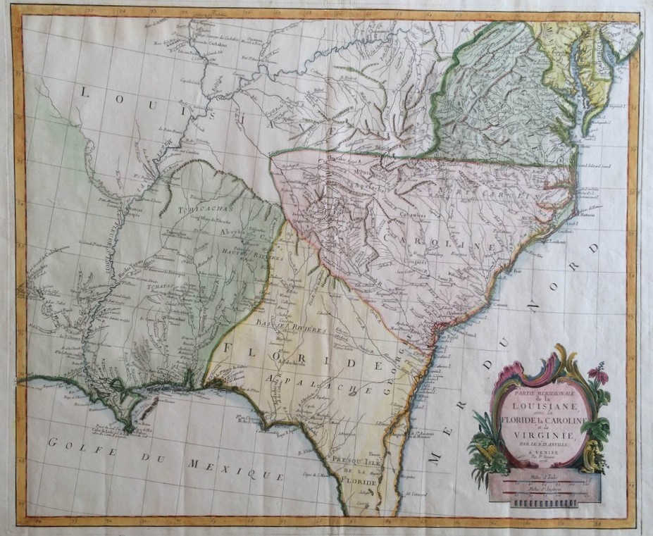 PAOLO SANTINI Partie Meridionale de la Louisiane, avec la Floride, la Caroline et la Virginie (1776