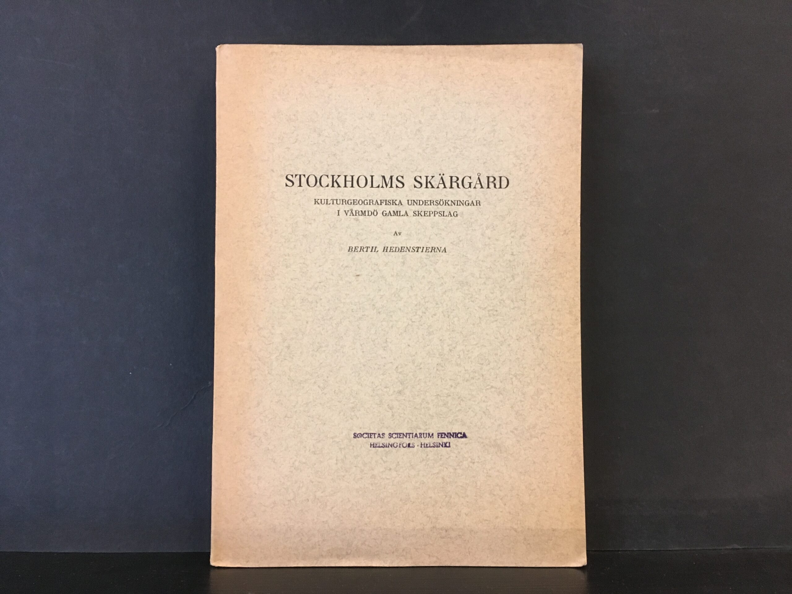 Stockholms skärgård. Kulturgeografiska undersökningar i Värmdö gamla skeppslag