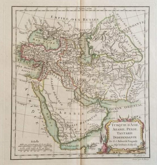 ROBERT DE VAUGONDY Turquie d'Asie, Arabie, Perse, Tartarie Indépendante (1750)
