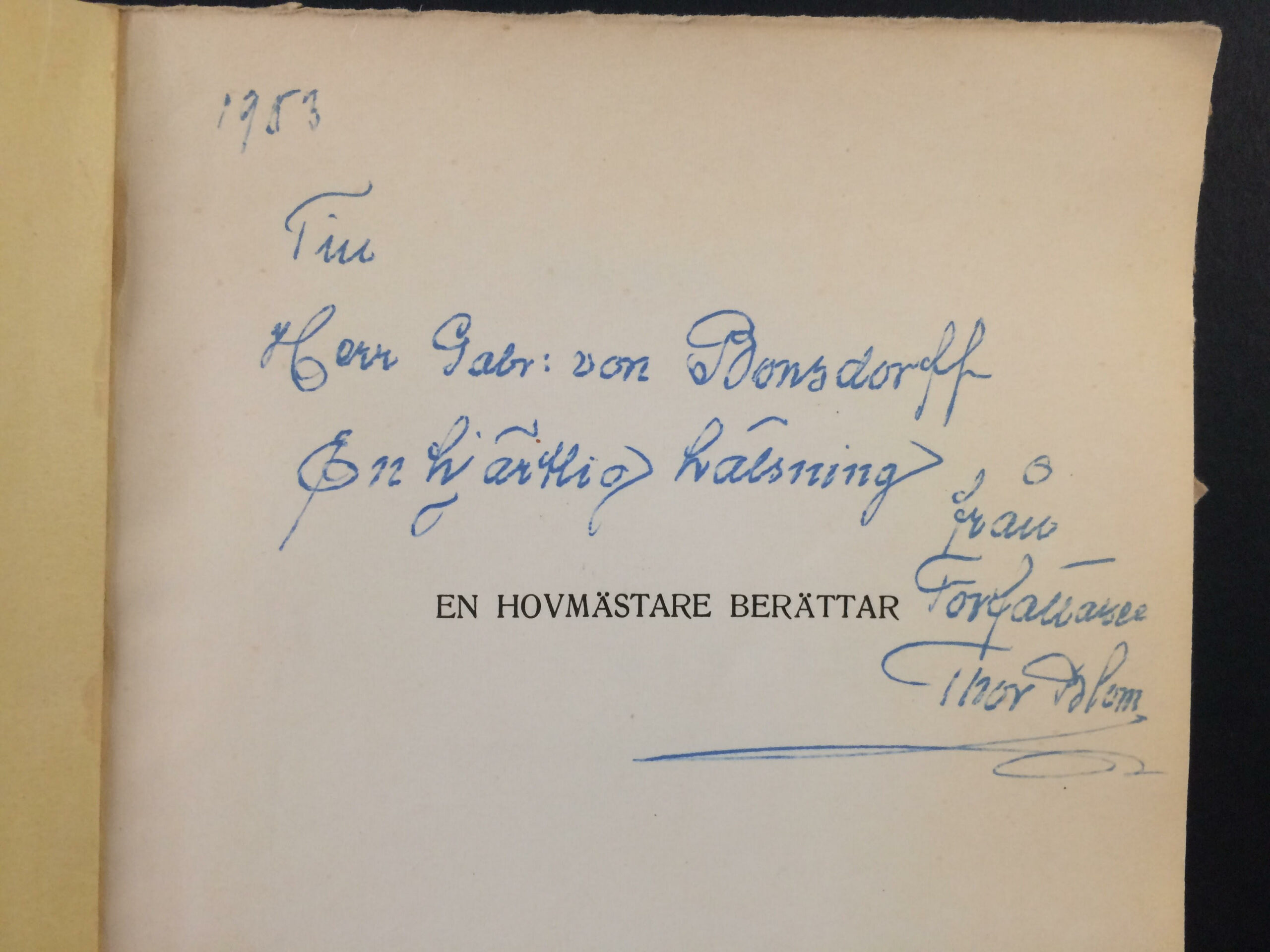 Blom, Thor: En hovmästare berättar (*dedikation) - Image 2