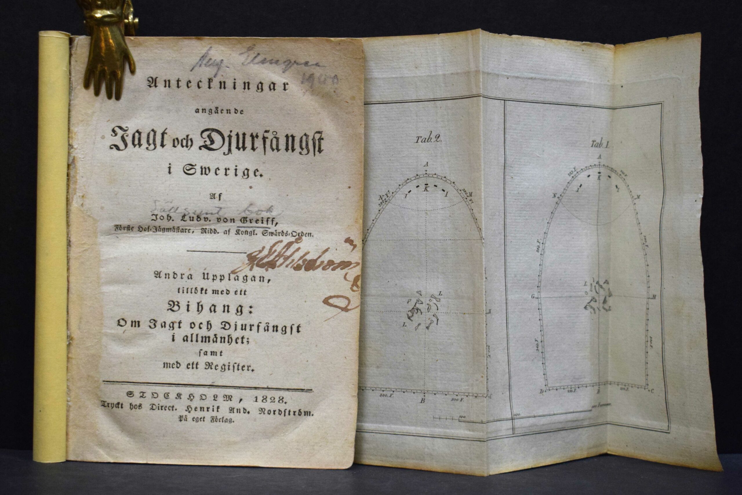 Joh. Ludv. von Greiff Anteckningar angående jagt och djurfångst i Swerige (1828)