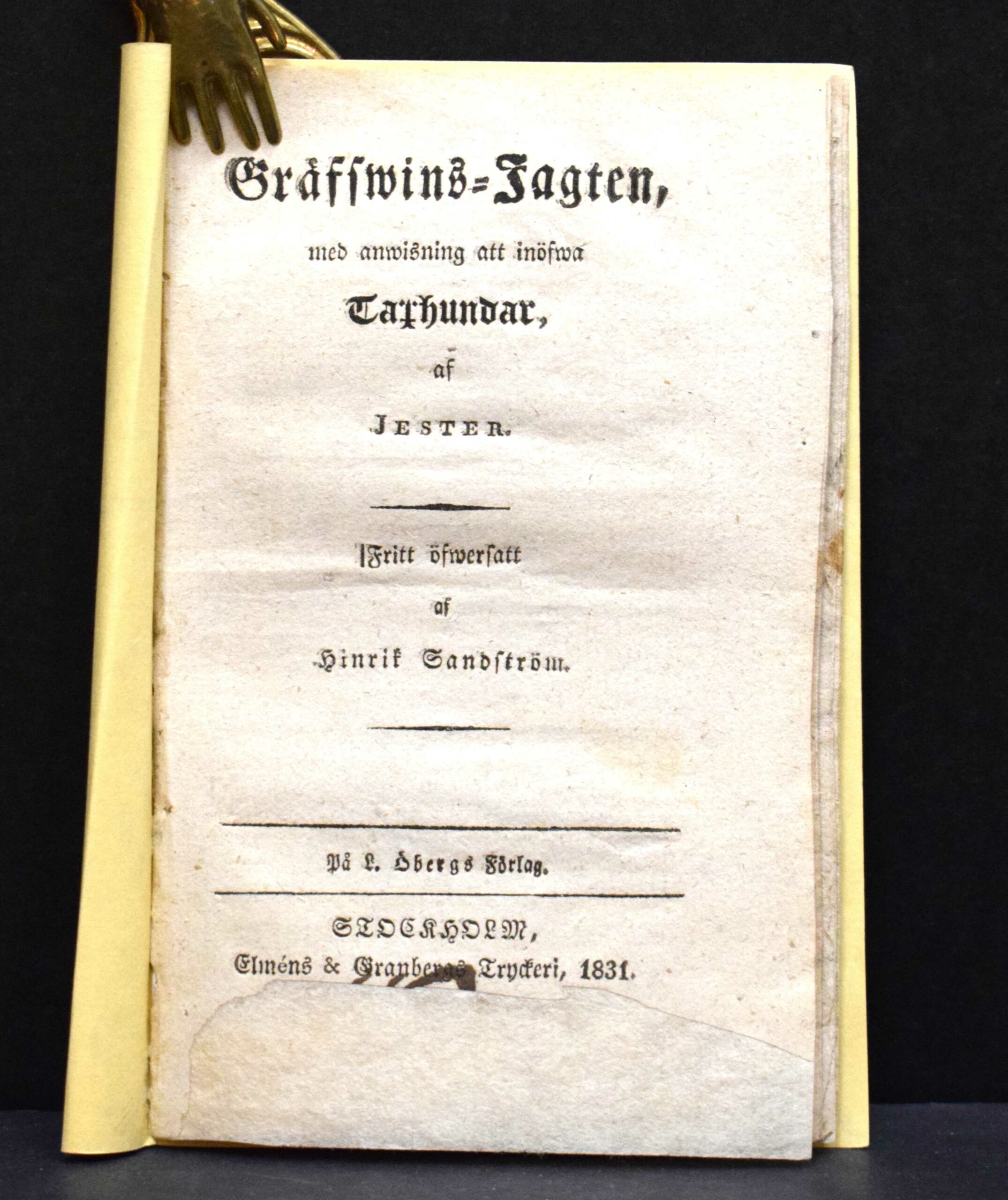 Gräfswins-Jagten, med anwisning att inöfwa Taxhundar af Jester (1831)