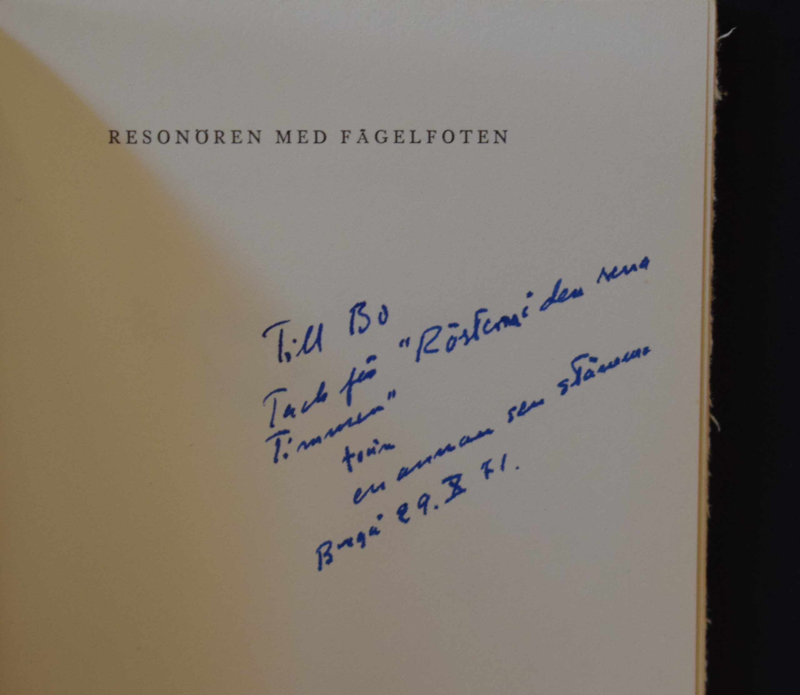 Enckell, Rabbe: Resonören med fågelfoten (*dedikation) - Image 2