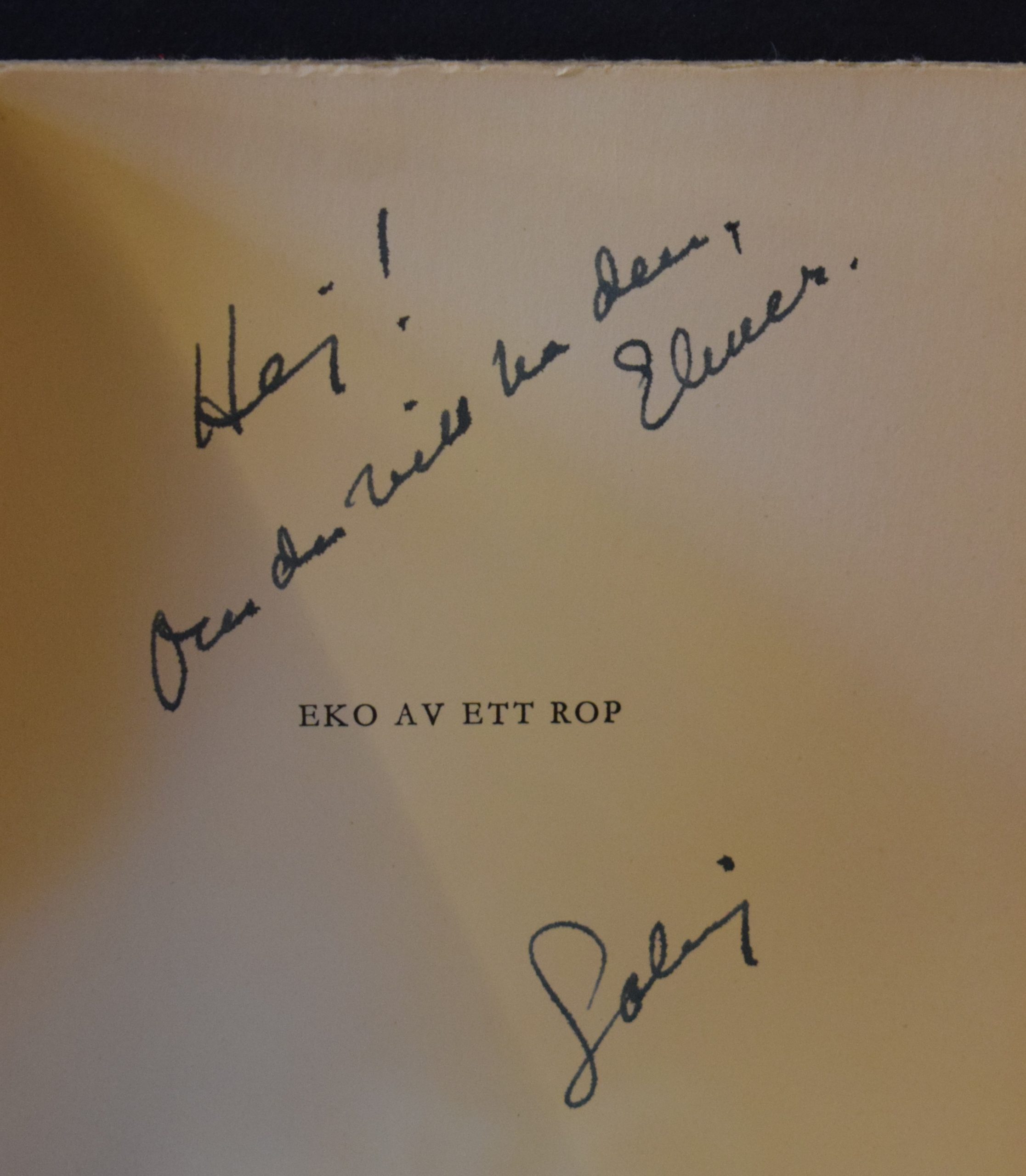 Schoultz, Solveig von: Eko av ett rop (*dedikation) - Image 2