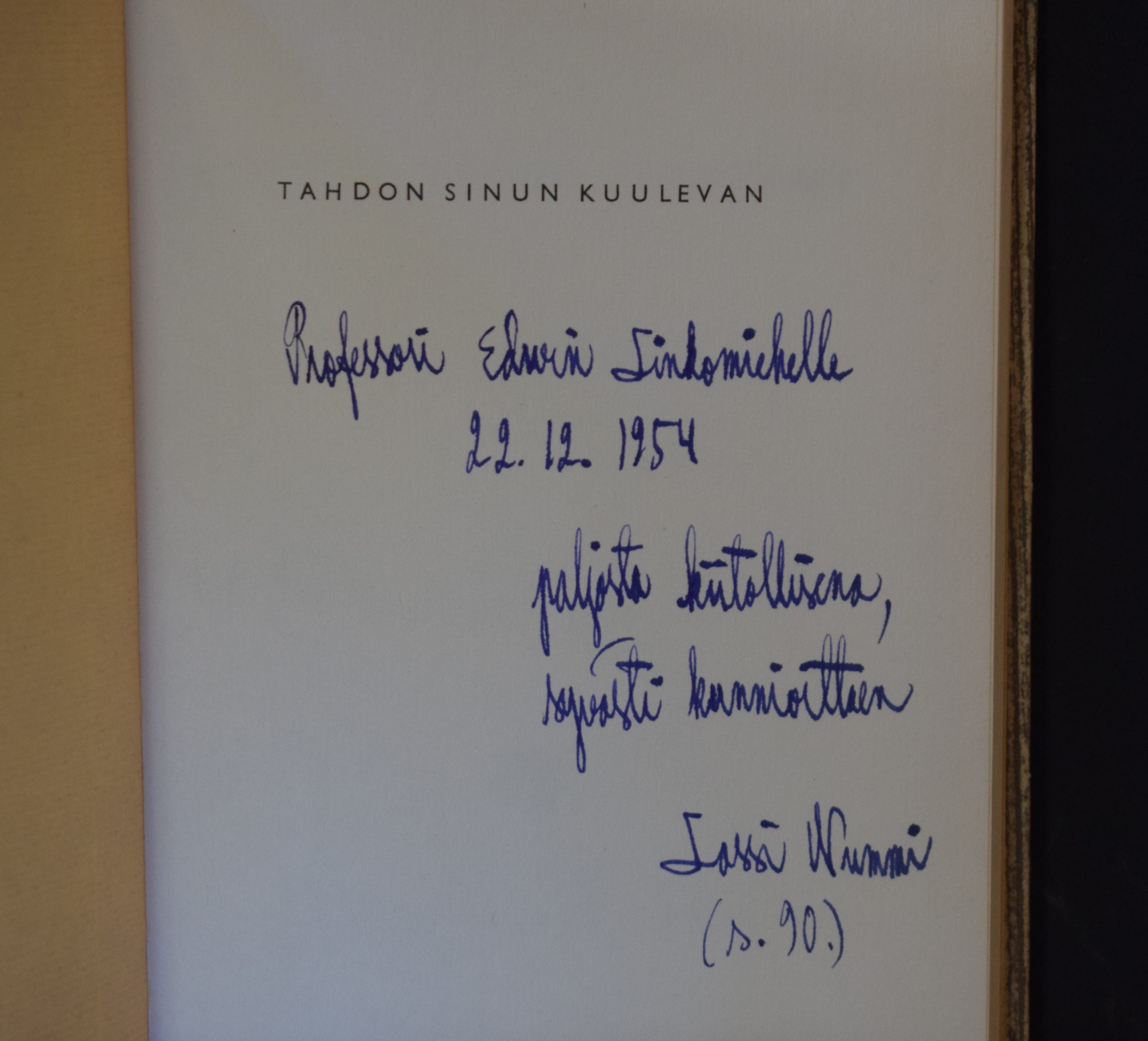 Nummi, Lassi: Tahdon sinun kuulevan (omiste Edwin Linkomiehelle) - Image 2