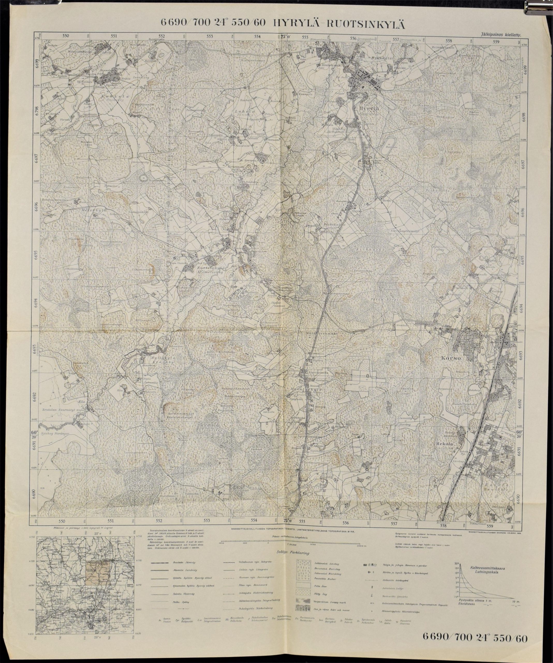 Hyrylä- Ruotsinkylä – topografinen kartta (1936)