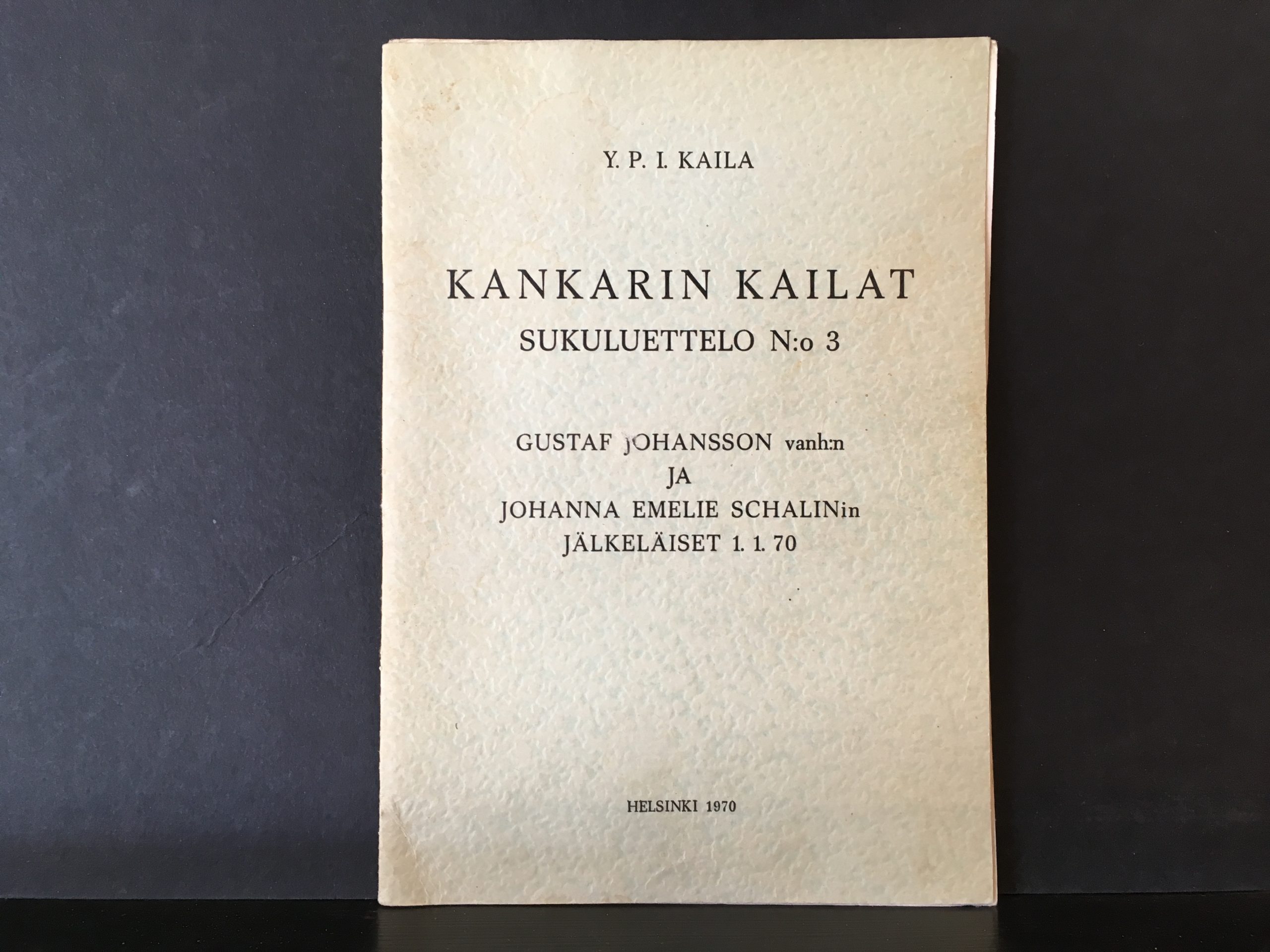 Kankurin kailat. Sukuluettelo n:o 3