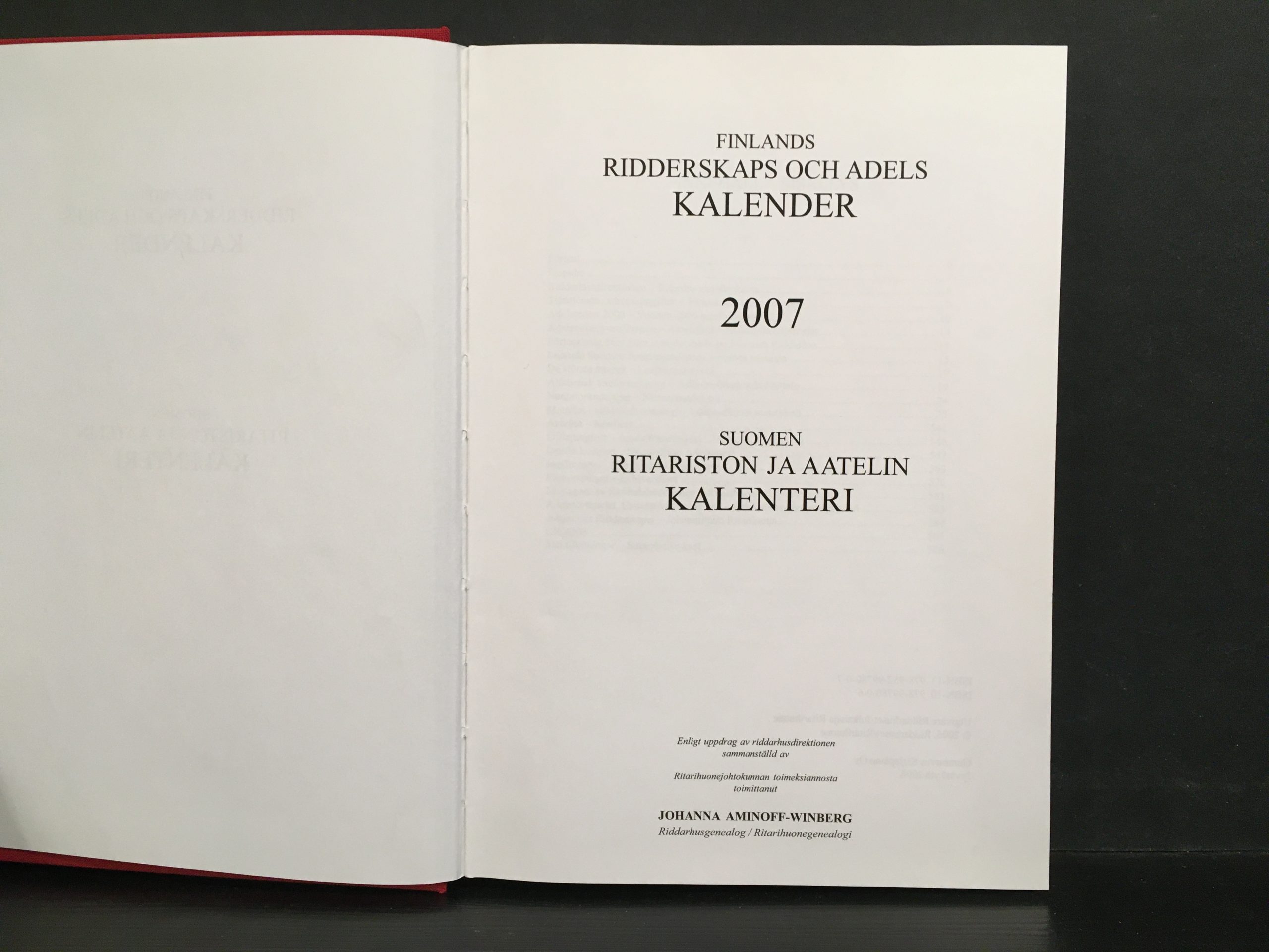 Finlands ridderskaps och adels kalender 2007 Suomen ritariston ja aatelin kalenteri - Image 2