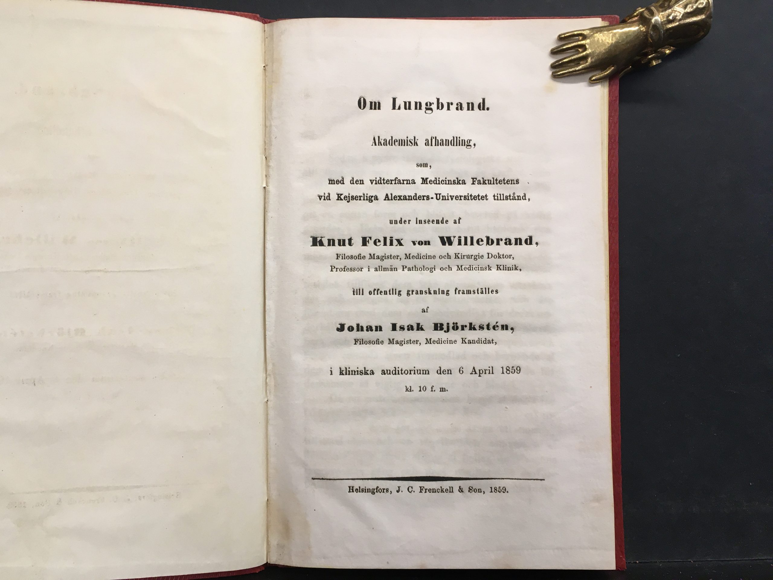 Björkstén, Johan Isak: Om Lungbrand (1859) - Image 2