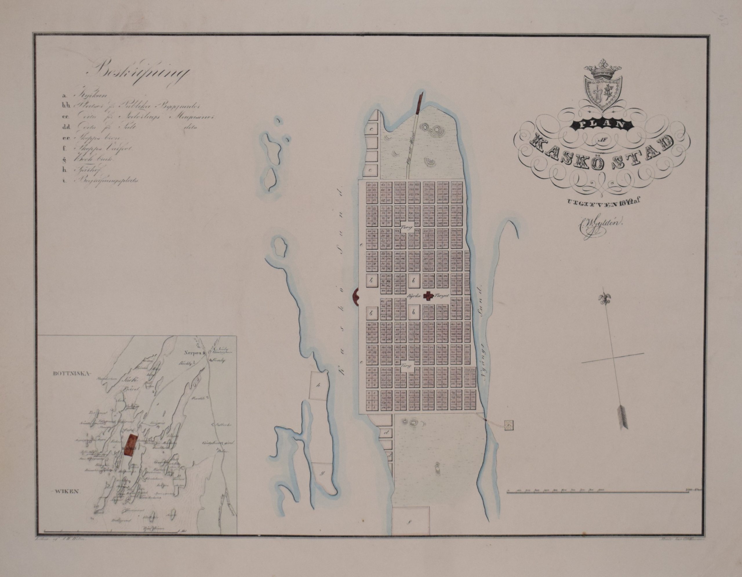 C. W. Gyldén Plan af Kaskö stad (1842)