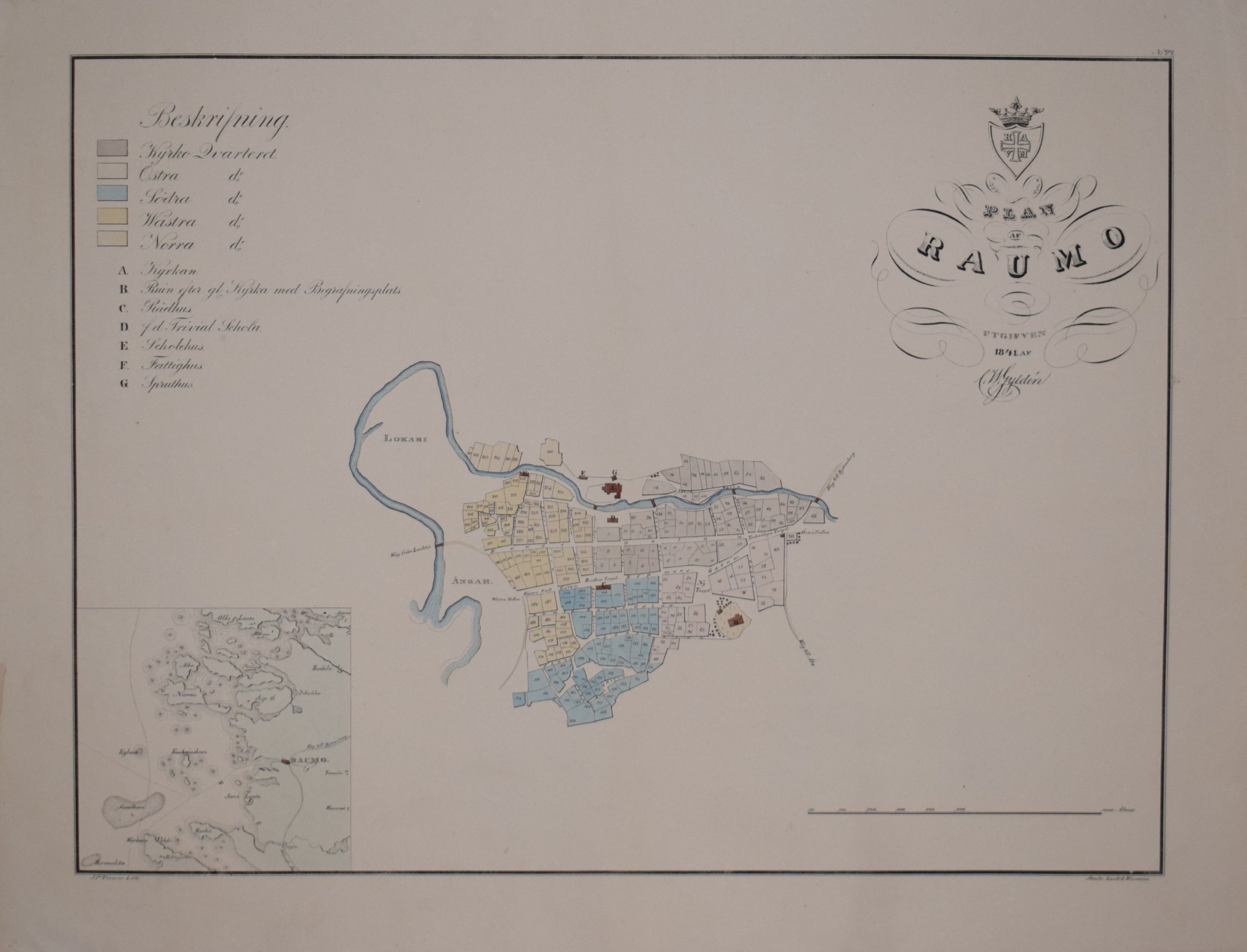 C.W. Gyldén Plan af Raumo (1841)