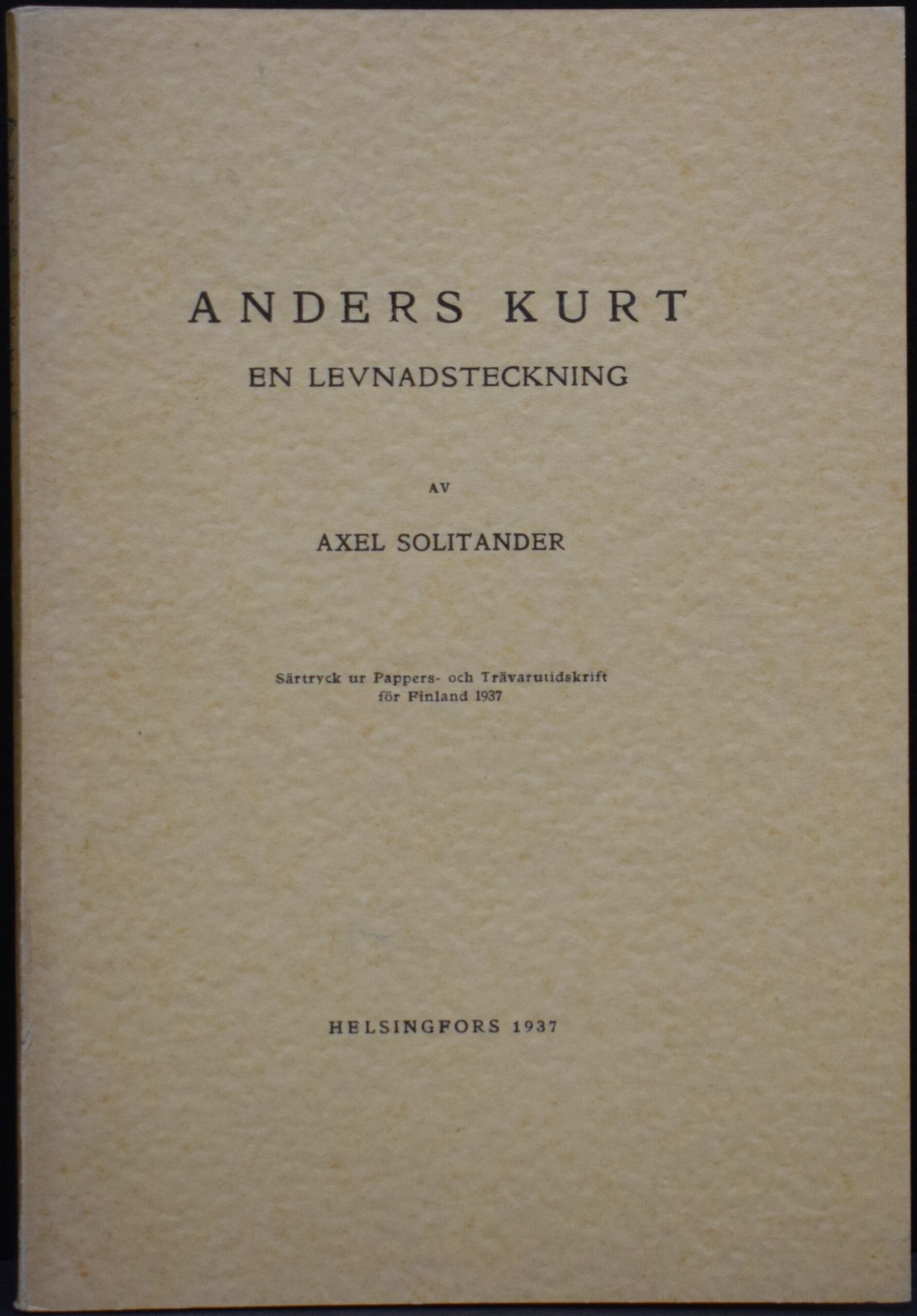 Anders Kurt - En levnadsteckning av Axel Solitander