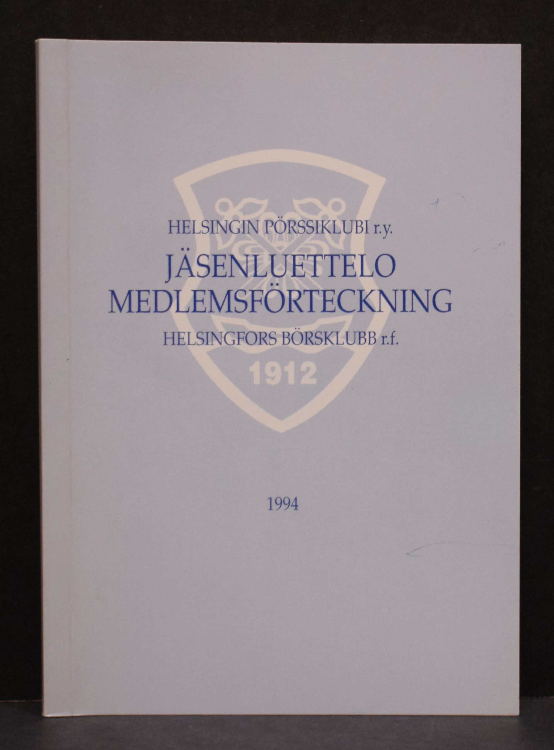 Helsingin pörssiklubi r.y. - Jäsenluettelo 1994