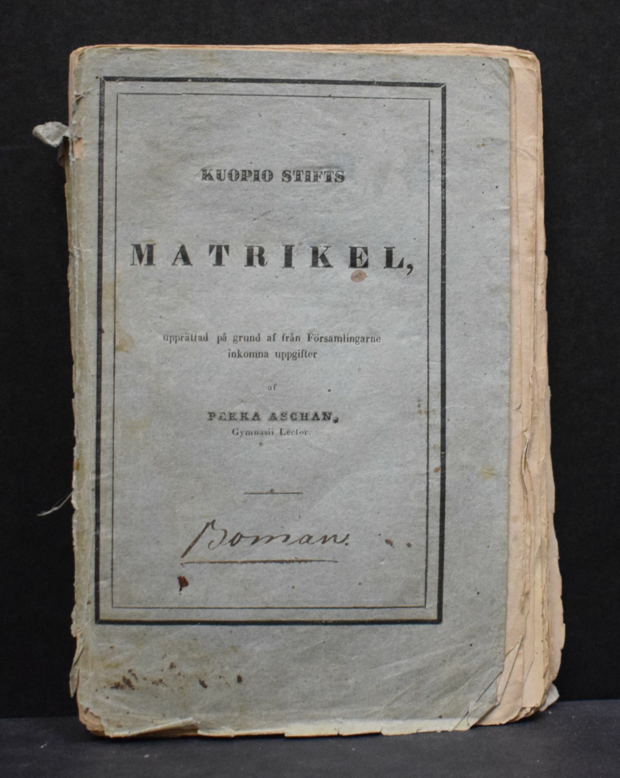 PEKKA ASCHAN Kuopio stifts matrikel (1855)