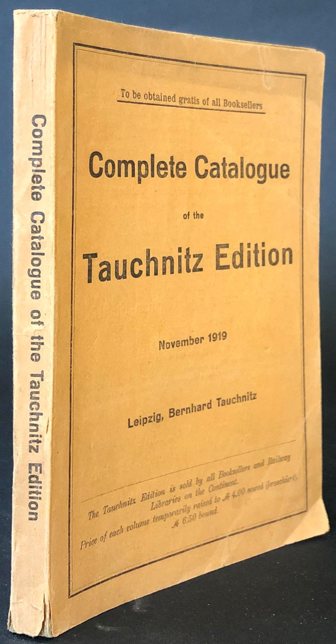 Complete Catalogue of the Tauchnitz Edition