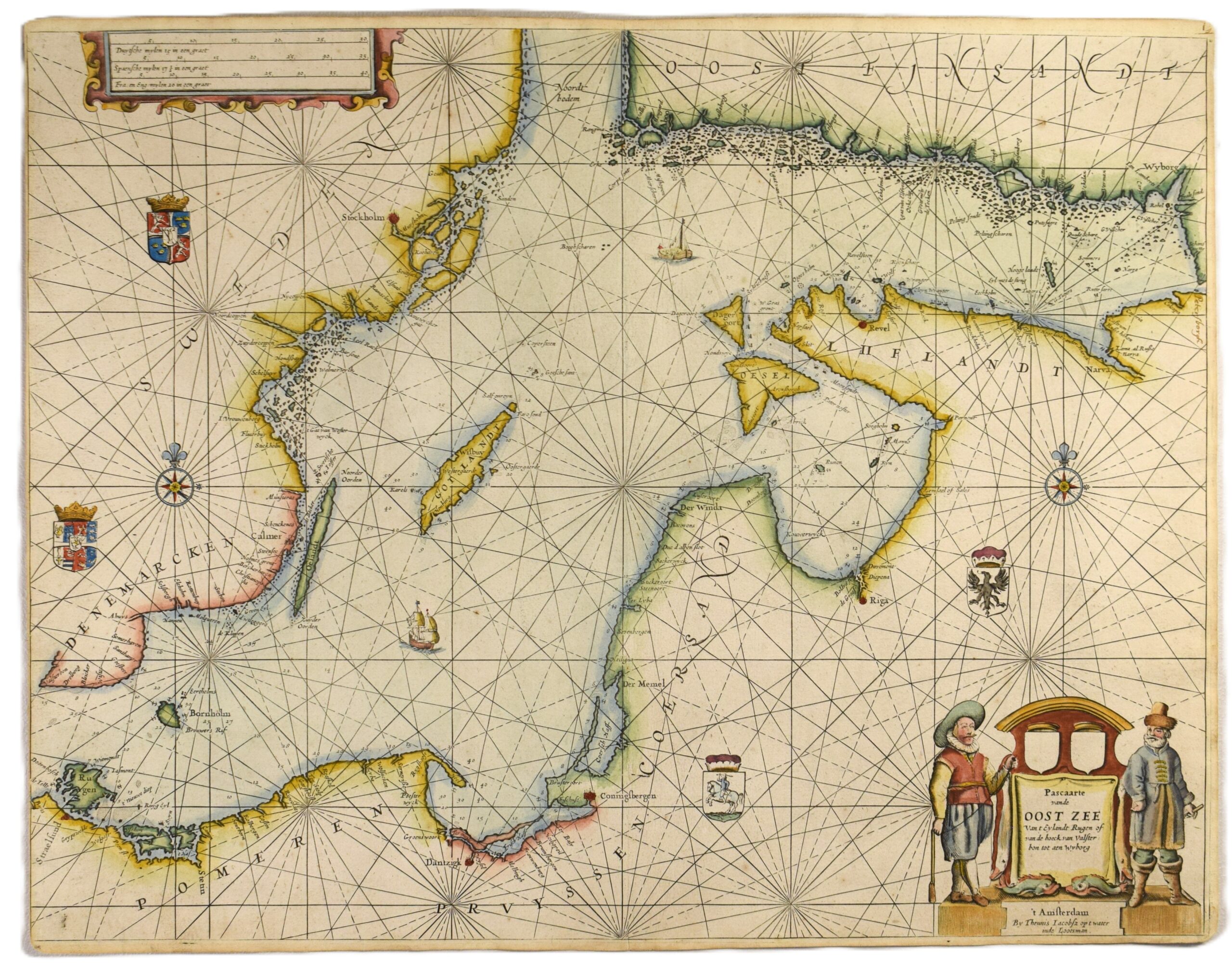 Antique hand-coloured sea chart of the Baltic Sea by Jacobz | Itämeren merikortti | Sjökort över Östersjön 1660
